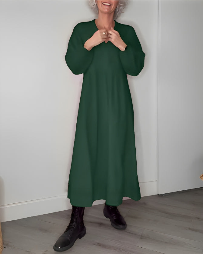 LB | AMANDA ���� ELEGANCKA SUKIENKA MAXI Z DŁUGIM RĘKAWEM I DEKOLTEM W SZPIC