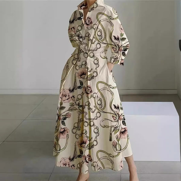 LB | Damska sukienka maxi z kieszeniami w stylu vintage