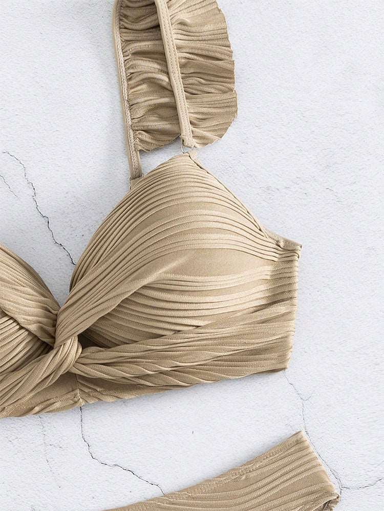 LB | Damskie bikini z falbankami w jednolitym kolorze w 2 kolorach S-XL