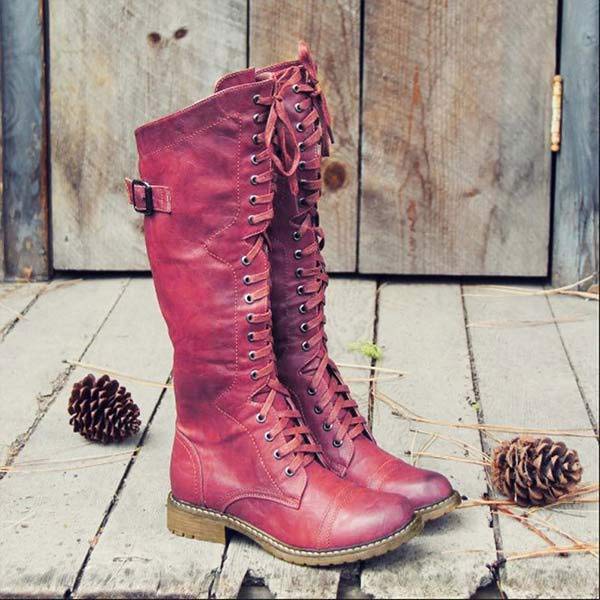 LB | Vintage sznurowane buty do kolan