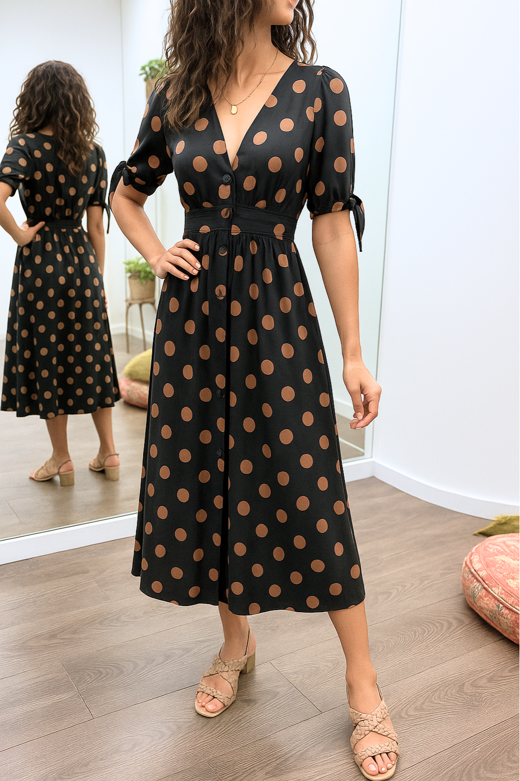 LB | MAYA ���� SPOTLIGHT POLKA MIDI DRESS