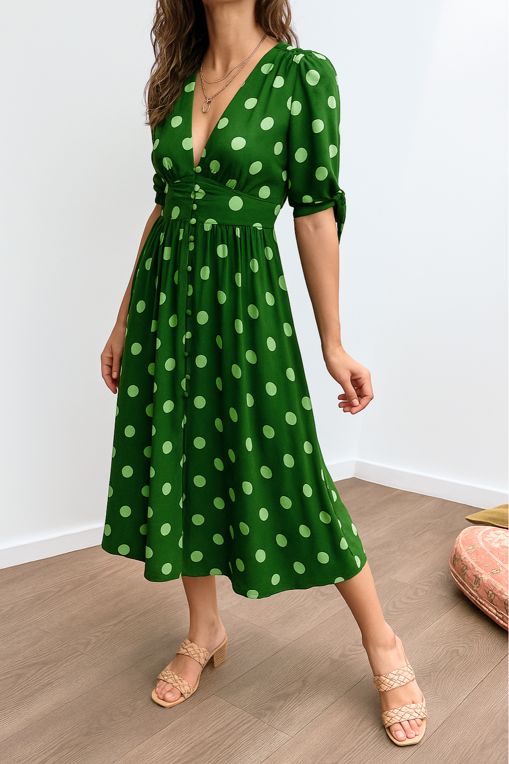 LB | MAYA ���� SPOTLIGHT POLKA MIDI DRESS