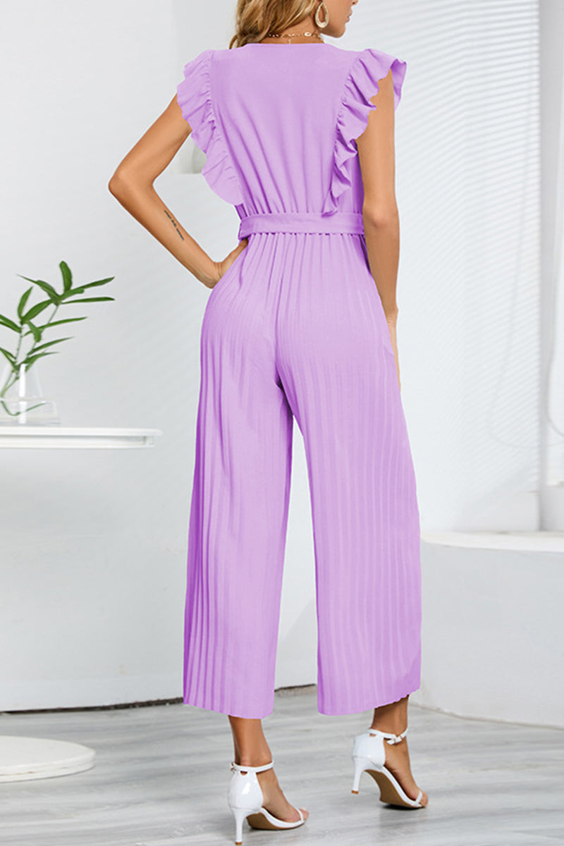 LB | Casualowa prostota z paskiem V-neck regularne kombinezony