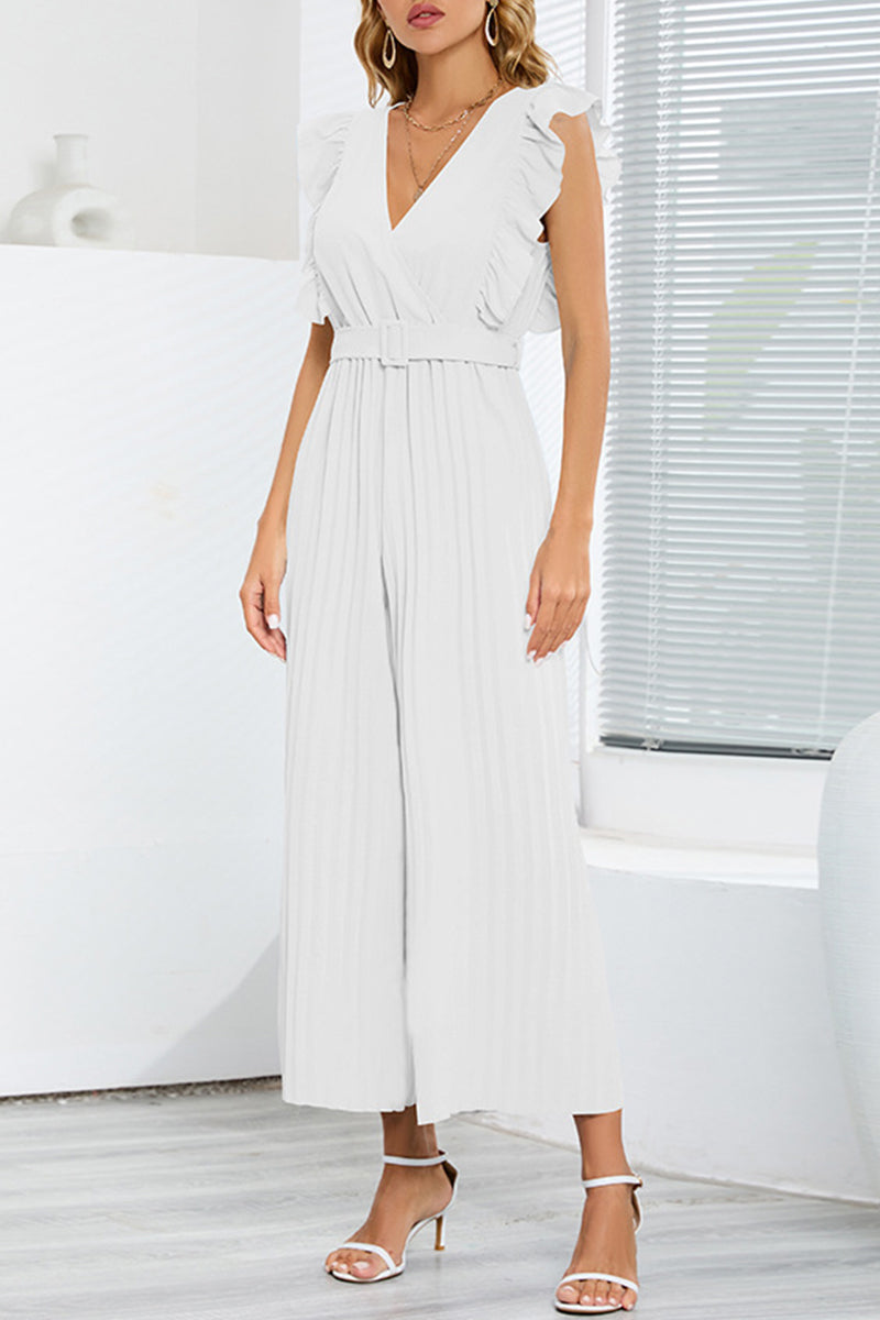 LB | Casualowa prostota z paskiem V-neck regularne kombinezony