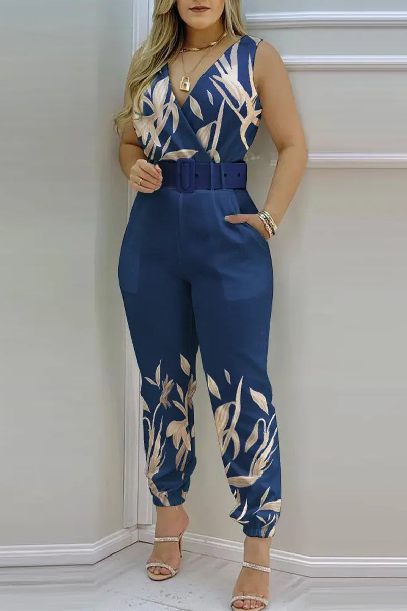 LB | Sexy Casual Solid Backless Z Paskiem V Szyja Regularne Kombinezony