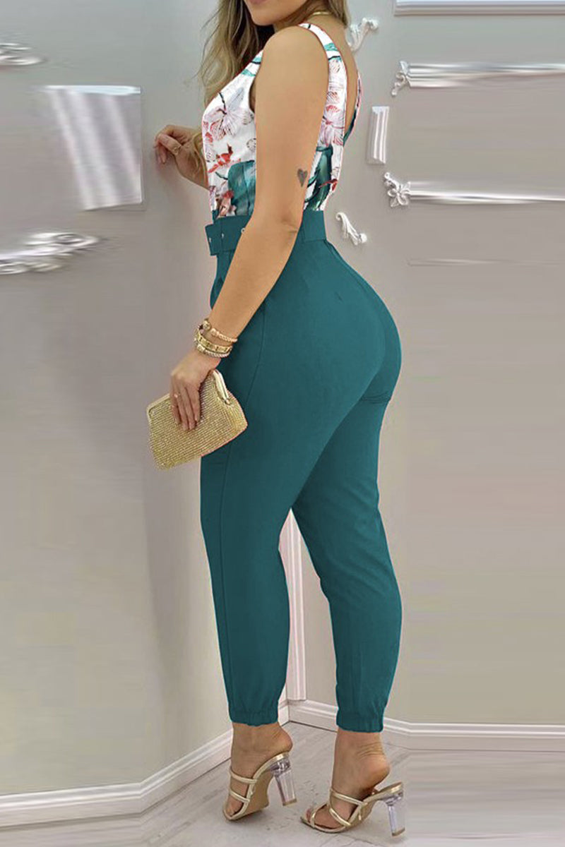 LB | Sexy Casual Solid Backless Z Paskiem V Szyja Regularne Kombinezony