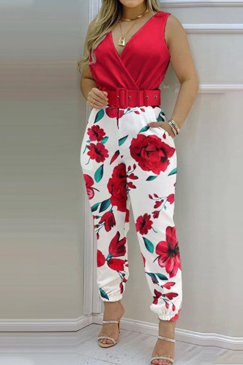LB | Sexy Casual Solid Backless Z Paskiem V Szyja Regularne Kombinezony