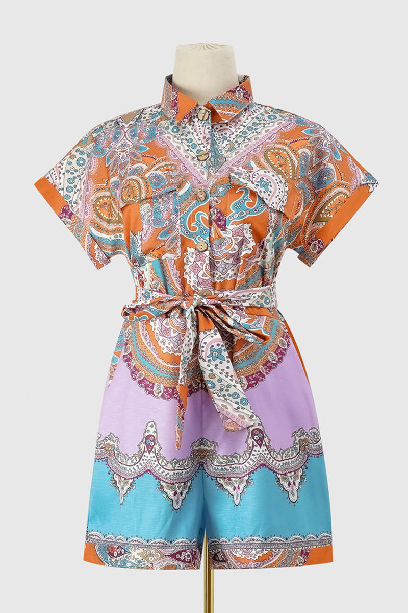 LB | Casual College National Totem Print Patchwork Wędzidełko O Neck Luźne kombinezony (3 kolory)