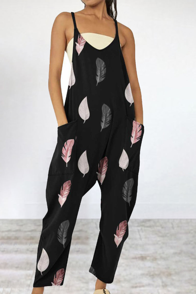 LB | Casual Print Patchwork Bag V Neck Luźne kombinezony (6 kolorów)