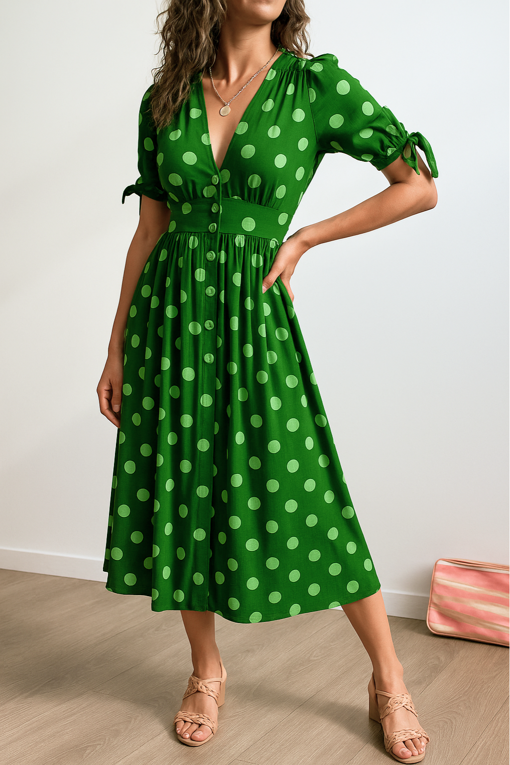 LB | MAYA ���� SPOTLIGHT POLKA MIDI DRESS