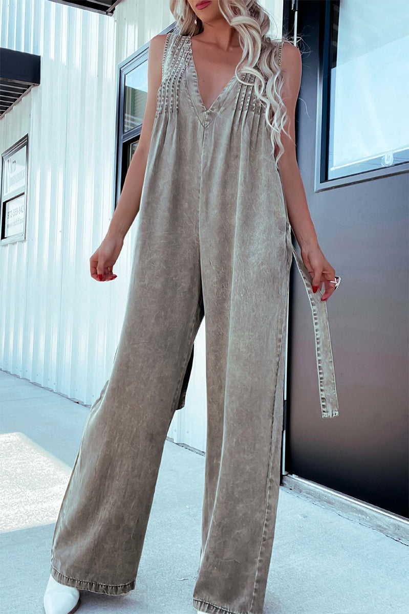 LB | Casualowe kombinezony z kieszeniami w stylu Distressed z regulowanym dekoltem V
