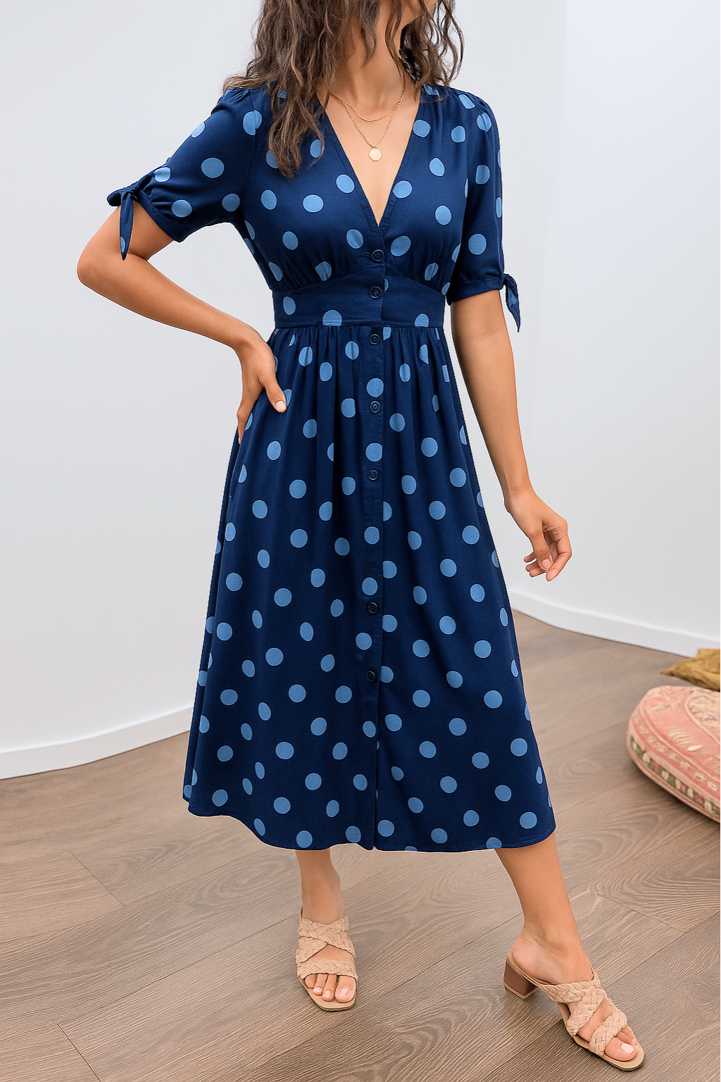 LB | MAYA ���� SPOTLIGHT POLKA MIDI DRESS