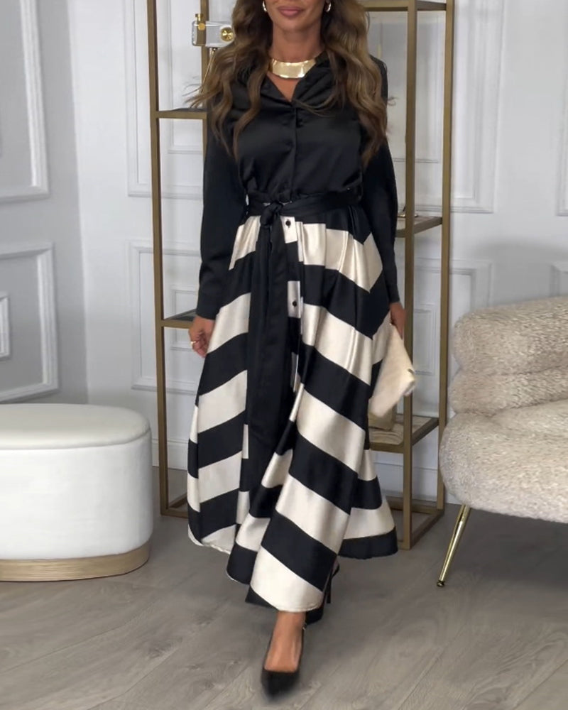 LB | Elegancka sukienka maxi w paski