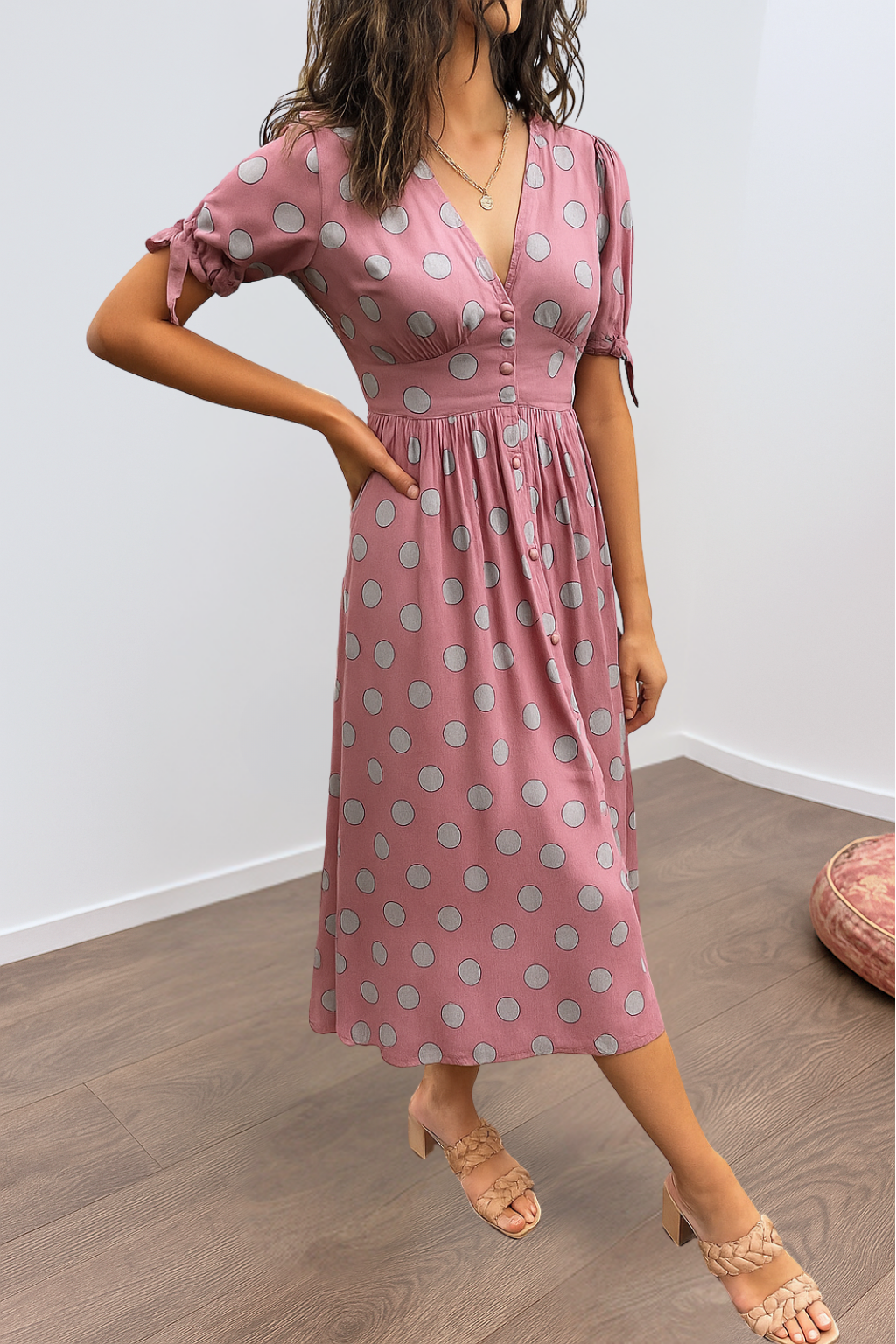 LB | MAYA ���� SPOTLIGHT POLKA MIDI DRESS