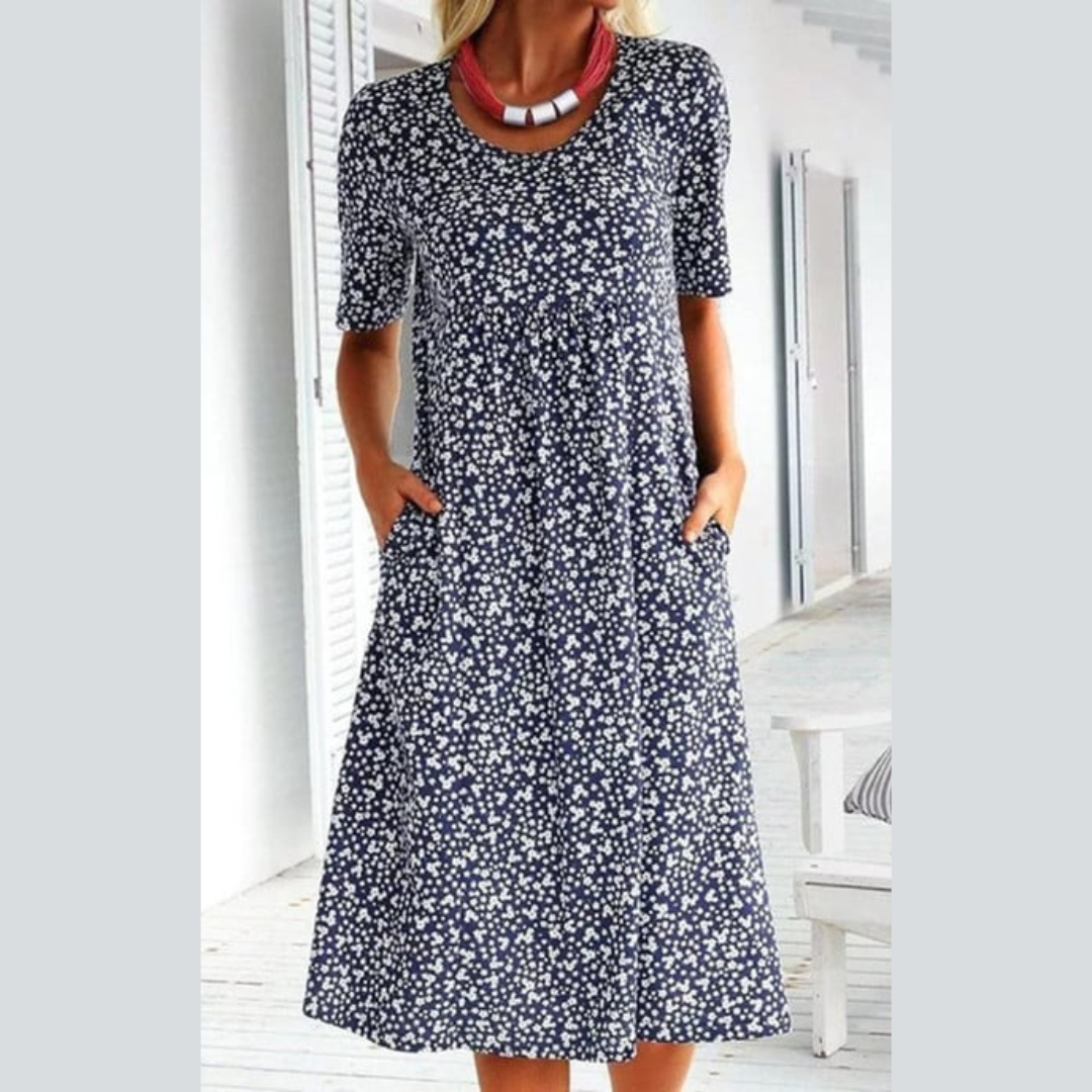 LB | ELEGANCKA SUKIENKA MIDI W KWIATY