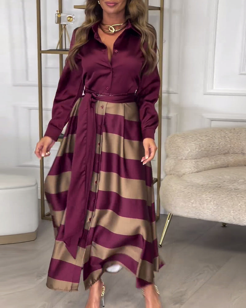 LB | Elegancka sukienka maxi w paski