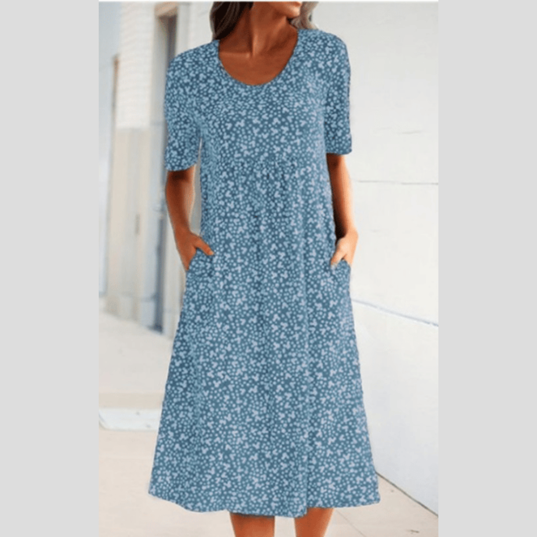 LB | ELEGANCKA SUKIENKA MIDI W KWIATY
