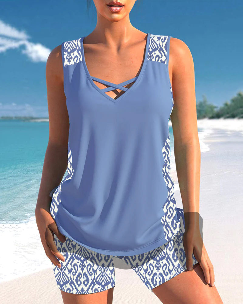 LB | Tankini z geometrycznym wzorem