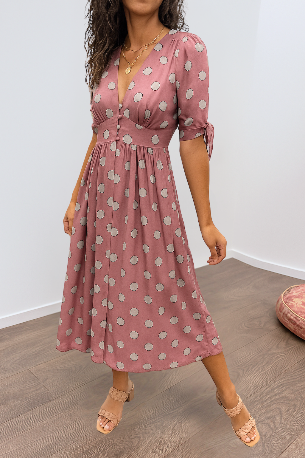 LB | MAYA ���� SPOTLIGHT POLKA MIDI DRESS