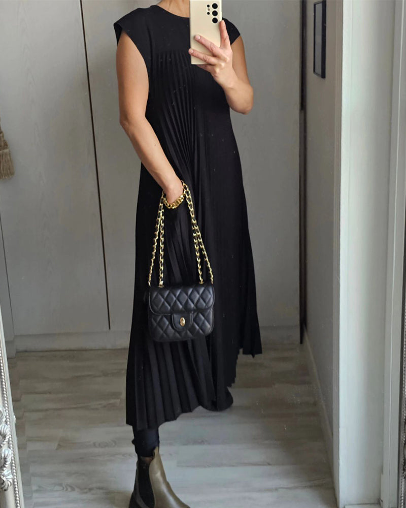 LB | Elegancka plisowana sukienka maxi