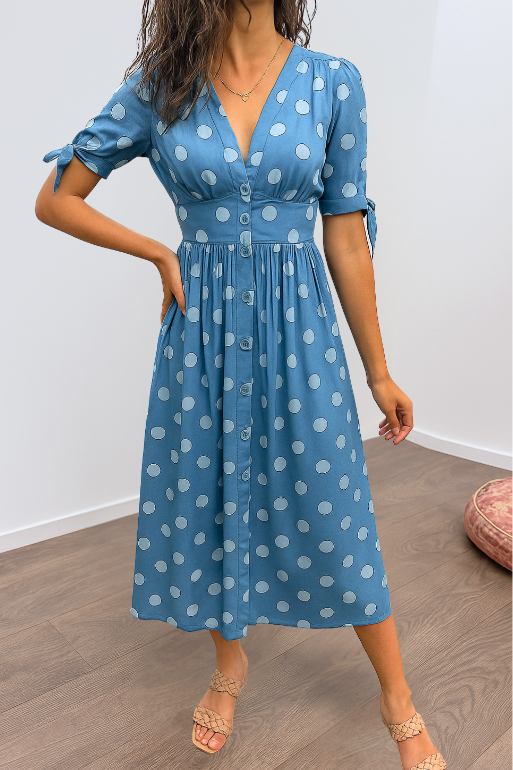 LB | MAYA ���� SPOTLIGHT POLKA MIDI DRESS