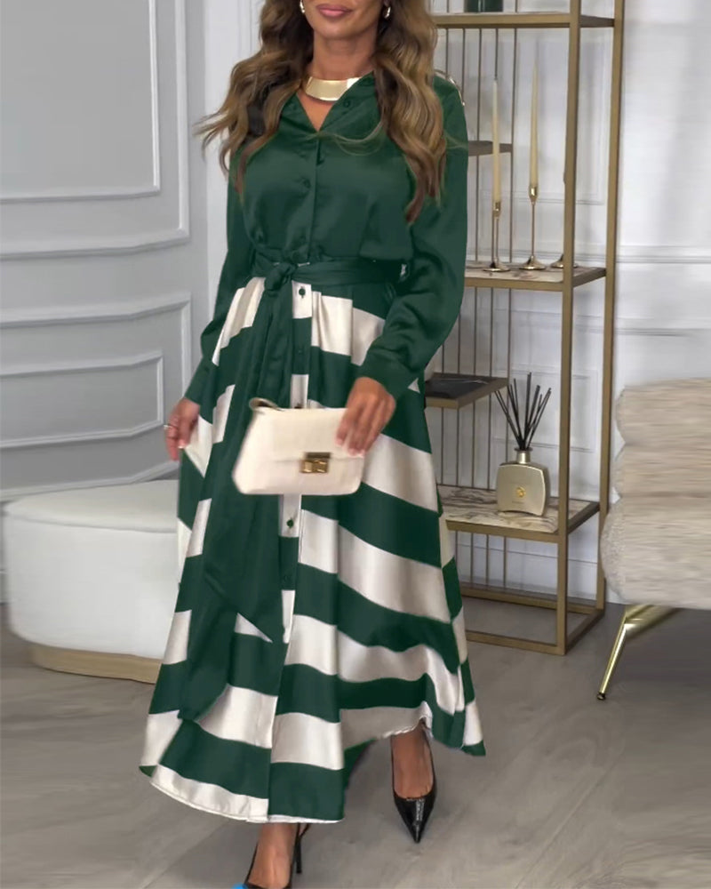 LB | Elegancka sukienka maxi w paski