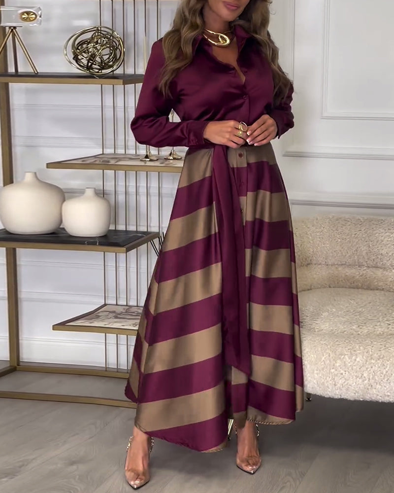 LB | Elegancka sukienka maxi w paski