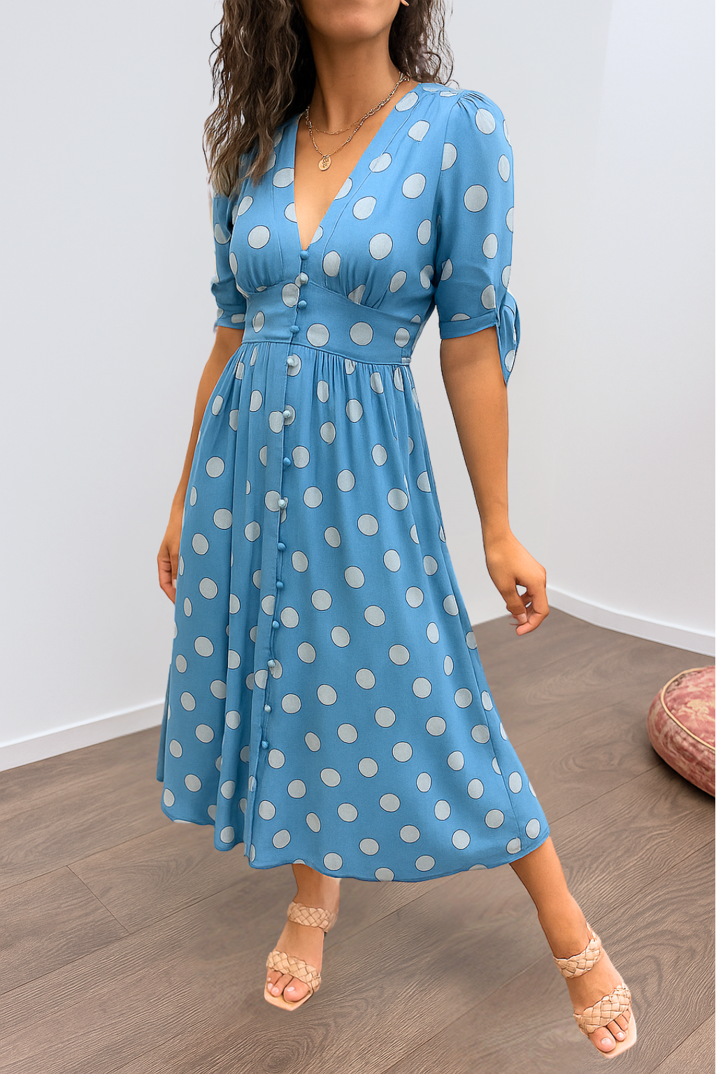 LB | MAYA ���� SPOTLIGHT POLKA MIDI DRESS