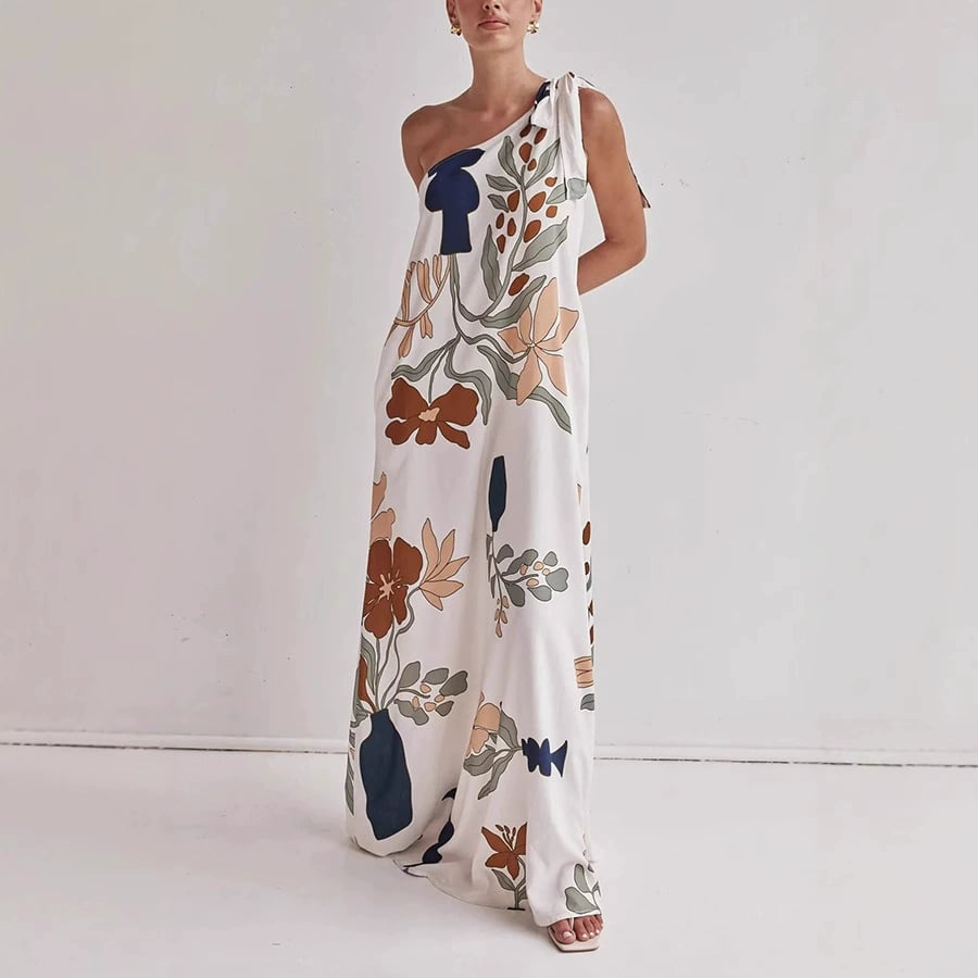 LB | MILLIE ���� SUKIENKA MAXI Z NADRUKIEM NA JEDNYM RAMIENIU