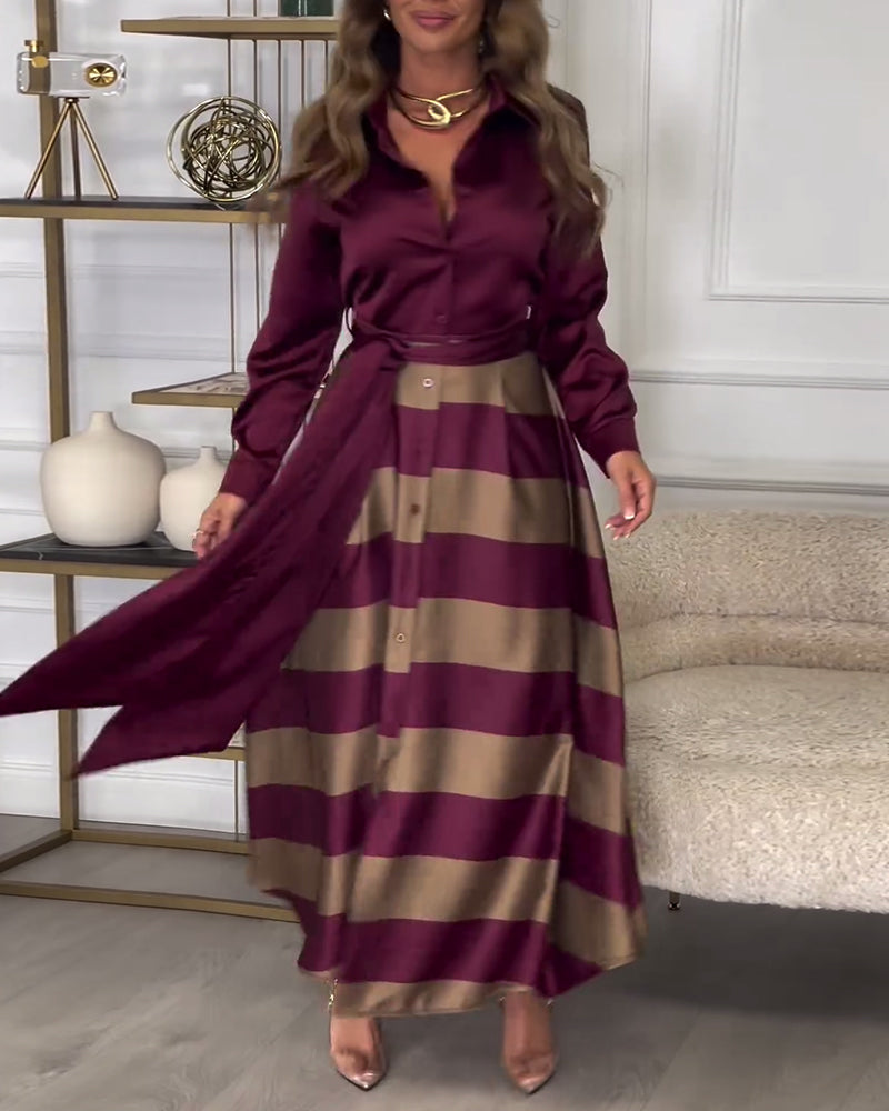LB | Elegancka sukienka maxi w paski