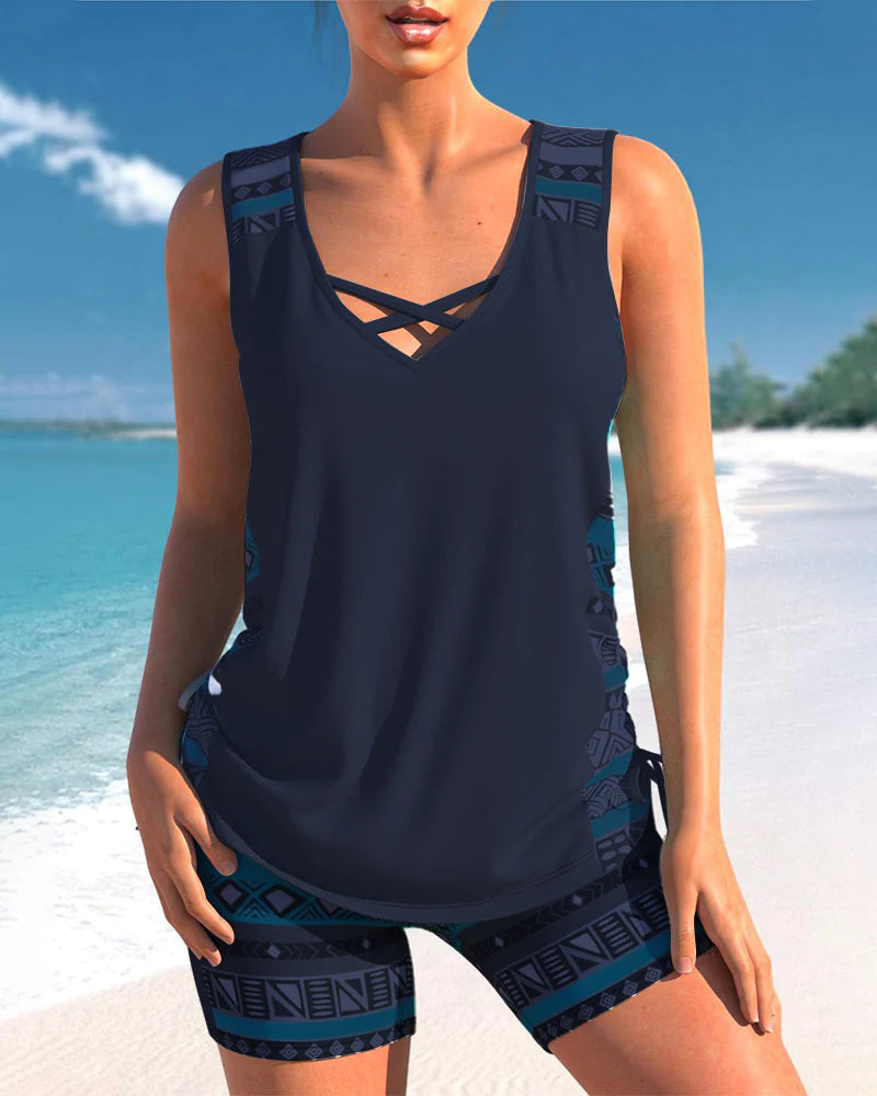 LB | Tankini z geometrycznym wzorem