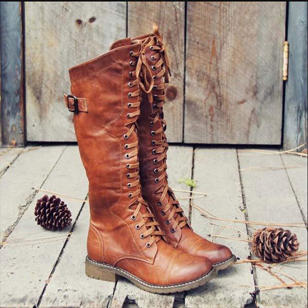 LB | Vintage sznurowane buty do kolan