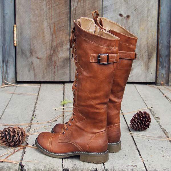LB | Vintage sznurowane buty do kolan