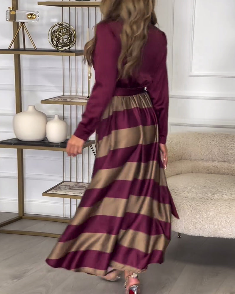 LB | Elegancka sukienka maxi w paski