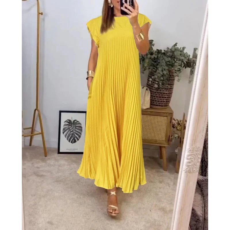 LB | Elegancka plisowana sukienka maxi