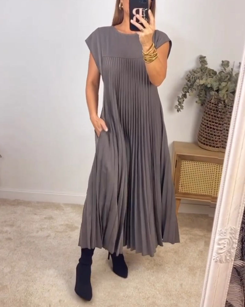 LB | Elegancka plisowana sukienka maxi
