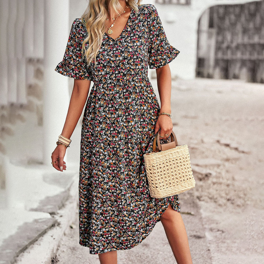 LB | Elegancka sukienka midi w kwiaty