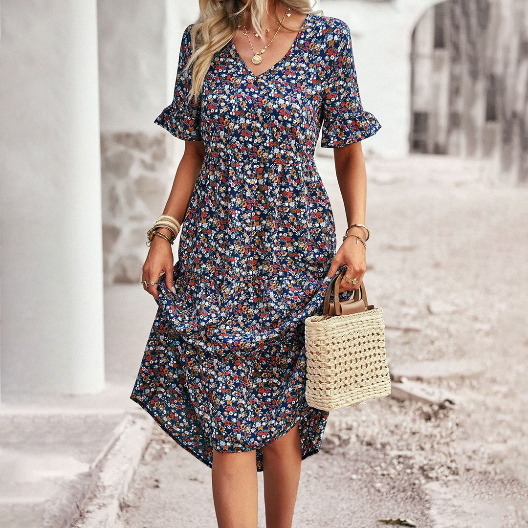 LB | Elegancka sukienka midi w kwiaty