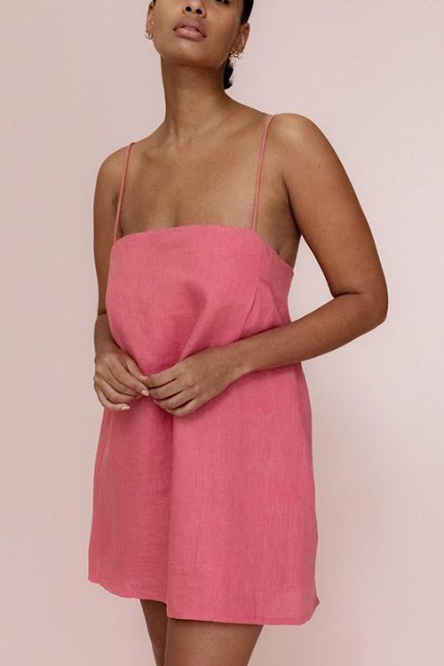 LB | Minimalistyczna lniana sukienka mini