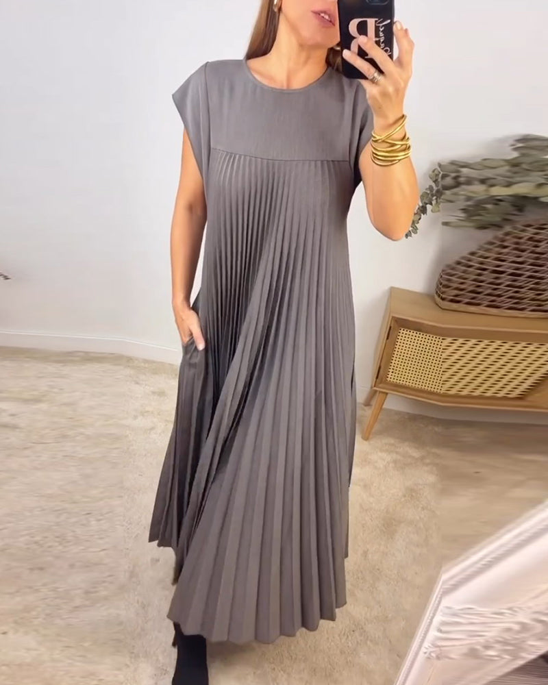 LB | Elegancka plisowana sukienka maxi