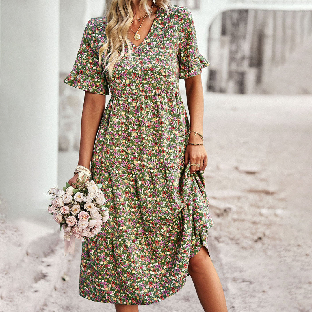 LB | Elegancka sukienka midi w kwiaty