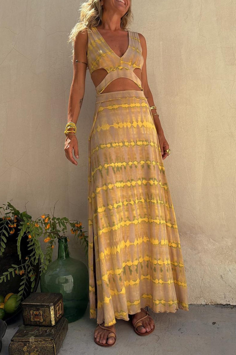 LB | Sukienka maxi z dekoltem w stylu boho