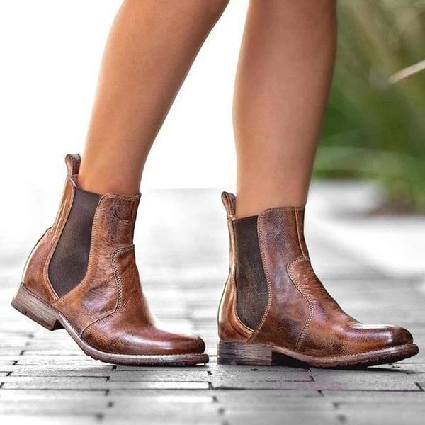 LB | Damskie buty za kostkę ze skóry w stylu vintage