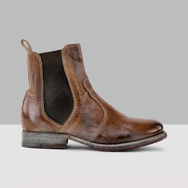 LB | Damskie buty za kostkę ze skóry w stylu vintage