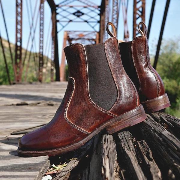 LB | Damskie buty za kostkę ze skóry w stylu vintage