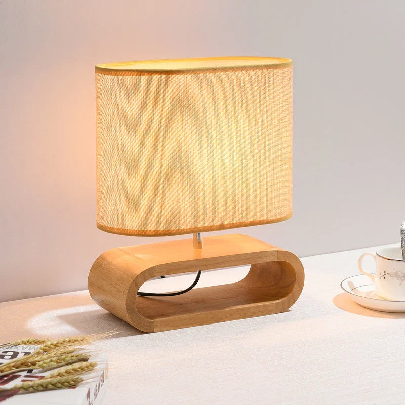OakGlow - Stolní lampa s dřevěným podstavcem