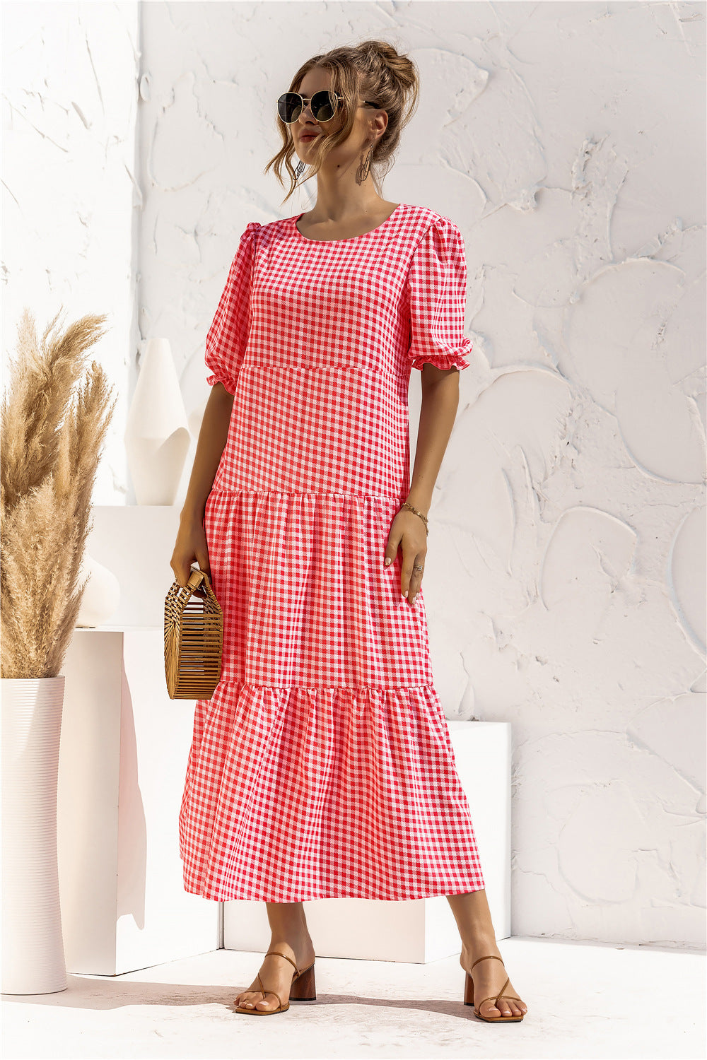 LB | Sukienka midi Gingham na co dzień
