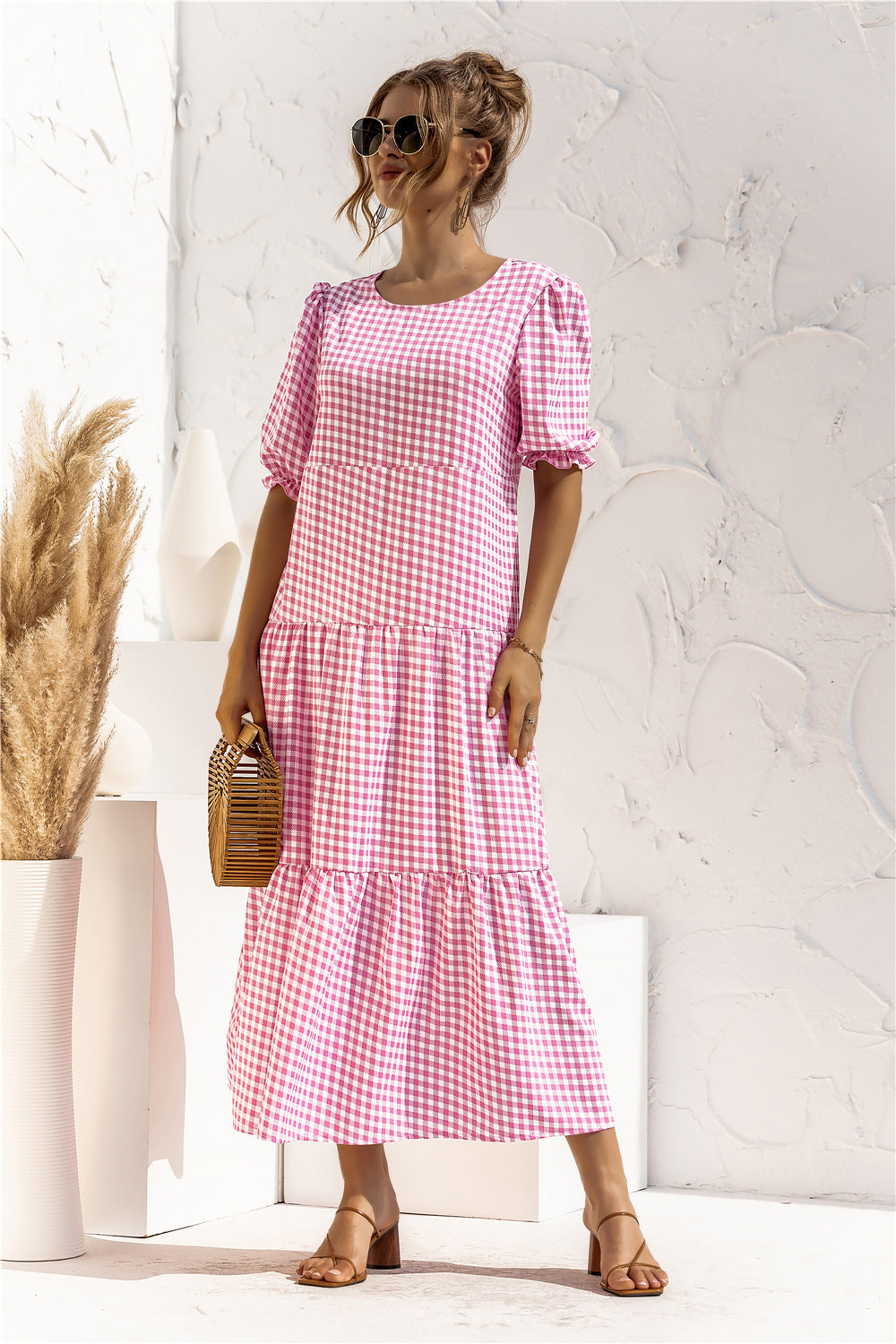 LB | Sukienka midi Gingham na co dzień