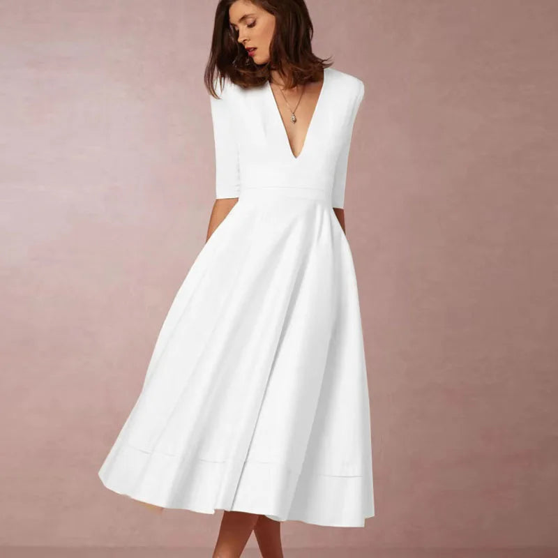 LB | elegancka damska sukienka midi w stylu vintage