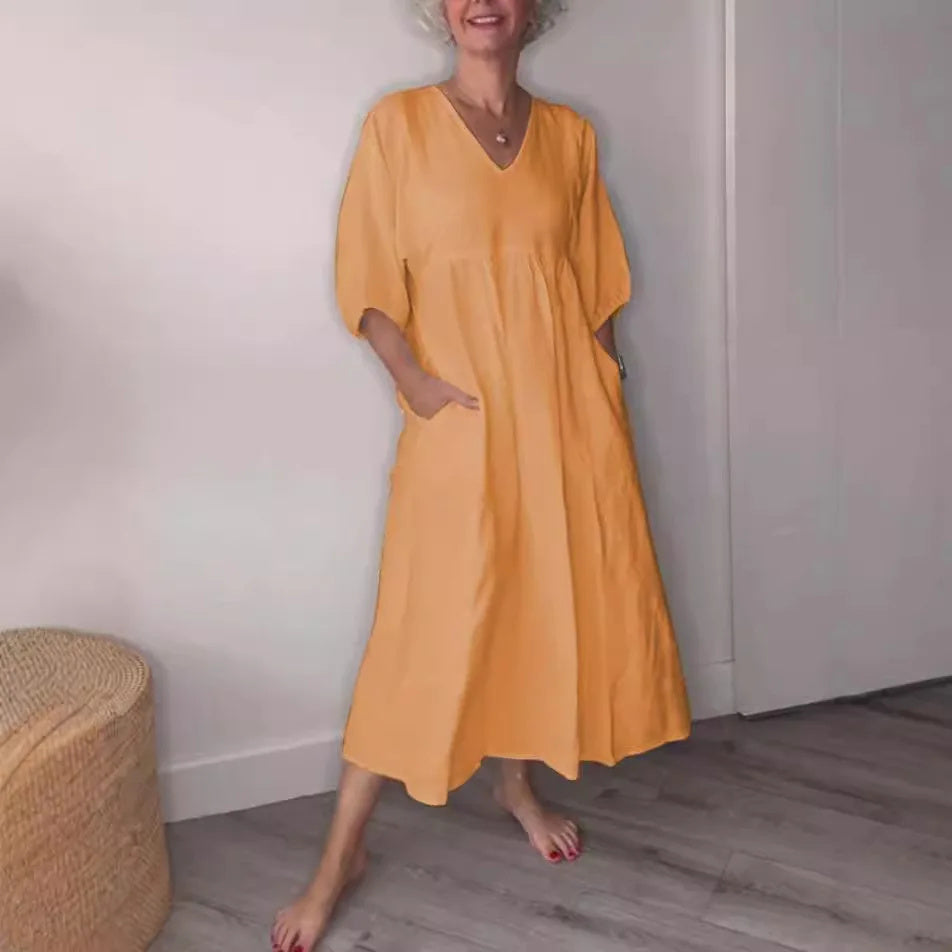 LB | Zrelaksowana elegancja Sukienka maxi z dekoltem w szpic